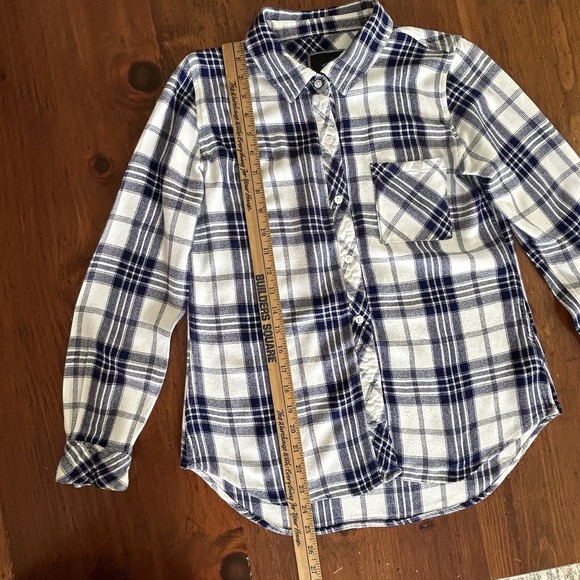 RAILS Navy Blue White PLAID Flannel Button Up SHIRT S Outdoor Casual Hiking - Picture 4 of 12